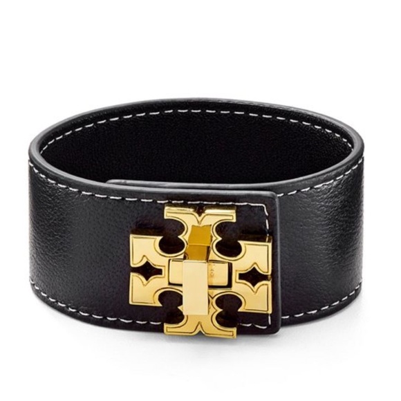 Tory Burch Jewelry - Tory Burch Authentic Luxe NWT Timeless Black Kira Turn-Lock Leather Bracelet